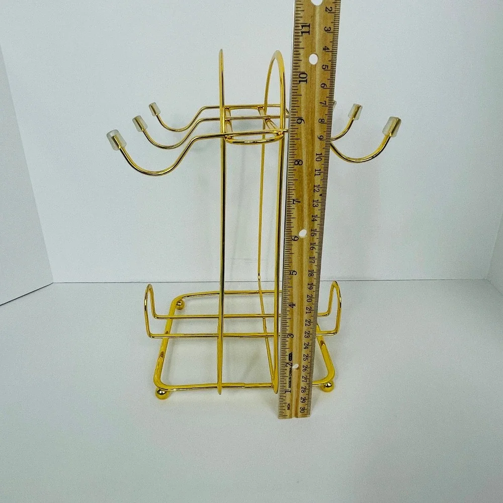 Unbranded Mug Tree Countertop 6 Hook Gold Metal Modern Kitchen Stand Excellent
